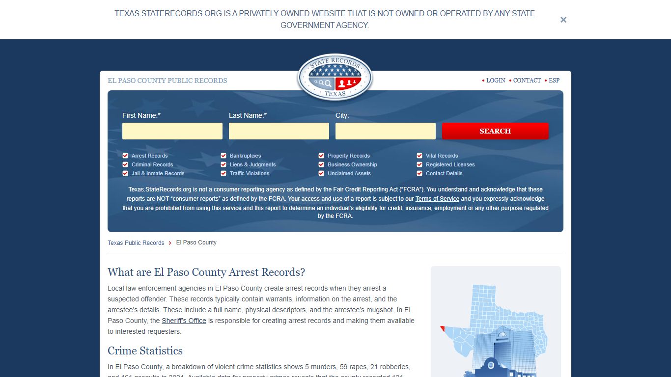 El Paso County Arrest, Court, and Public Records | StateRecords.org